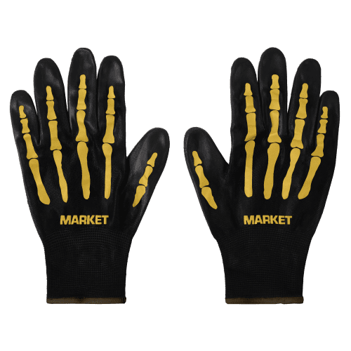 350001128 RANDOM WORKSHOP SKELETON GLOVES BLACK YELLOW 01