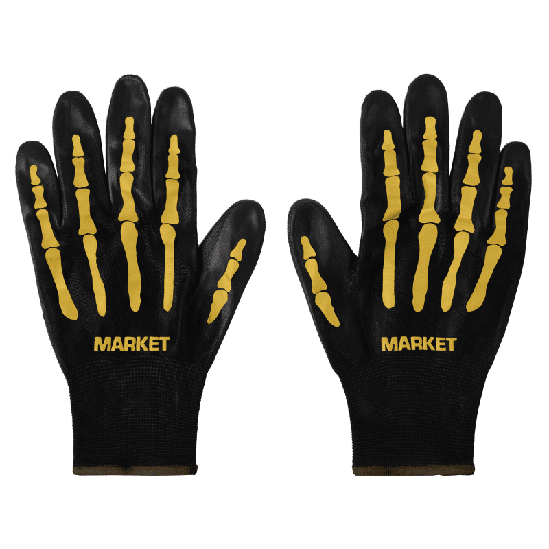 350001128 RANDOM WORKSHOP SKELETON GLOVES BLACK YELLOW 01