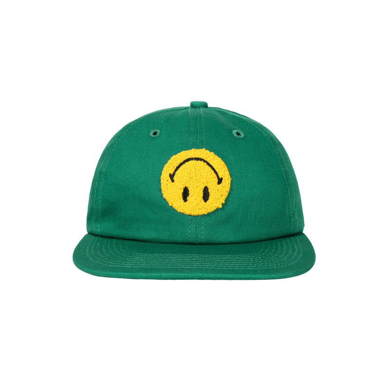 390000324 SMILEYUPSIDEDOWN6PANELHAT GREEN 01