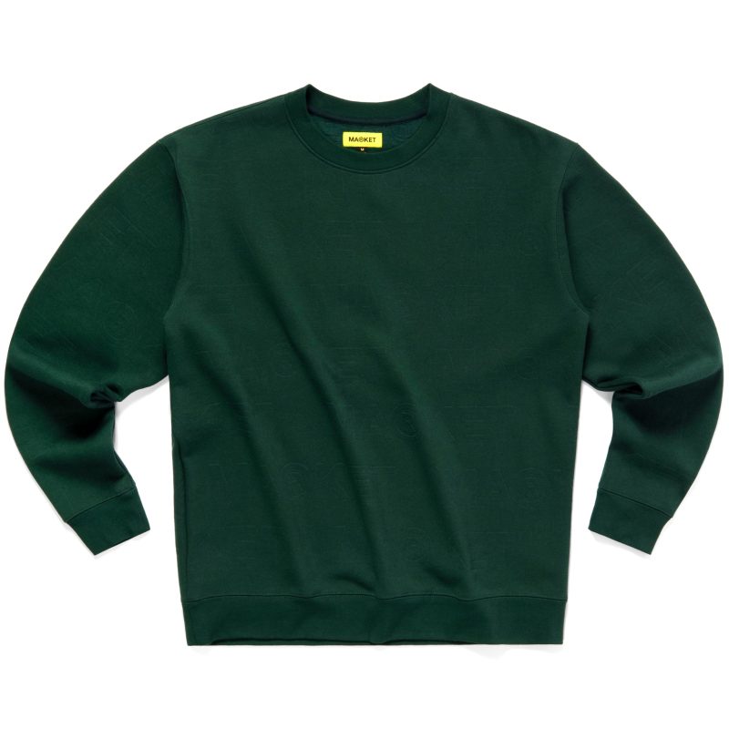 396000872 EMBOSS PRINT FLEECE CREWNECK GREEN 1