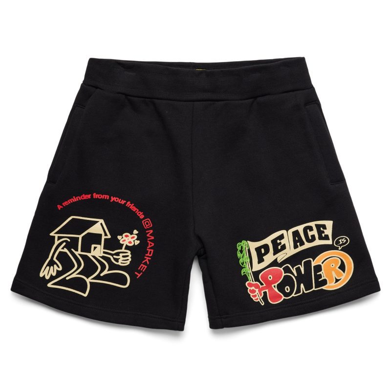 BLACK PEACE AND POWER SWEATSHORTS 395000465 1